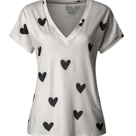 HEART V NECK SHORT SLEEVE TEE - Picture 2 of 4